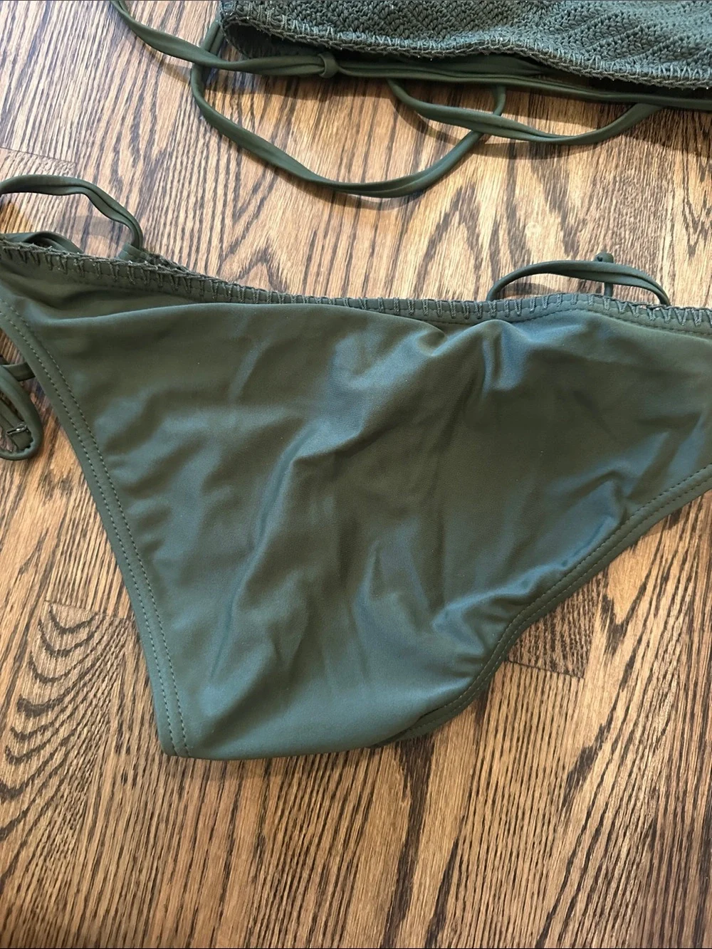 Crochet High Neck Bikini Set in Deep Green